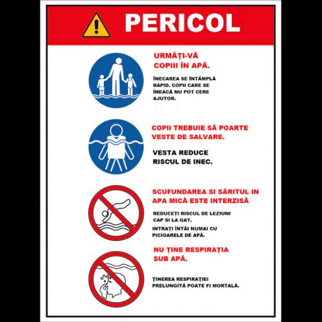 Placuta cu instructiuni pentru piscina